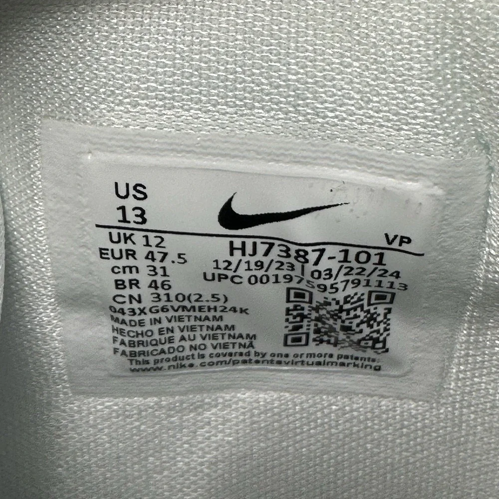 Nike KD 17 TB Basketball Shoes Mens Size 13 White Black HJ7387-101